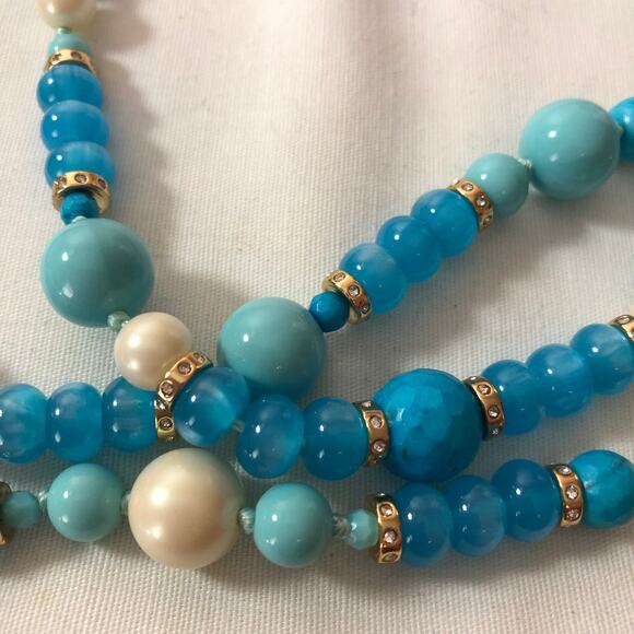 KATE SPADE Turquoise Blue Triple Strand Necklace Azure Allure, NEW - Picture 9 of 11
